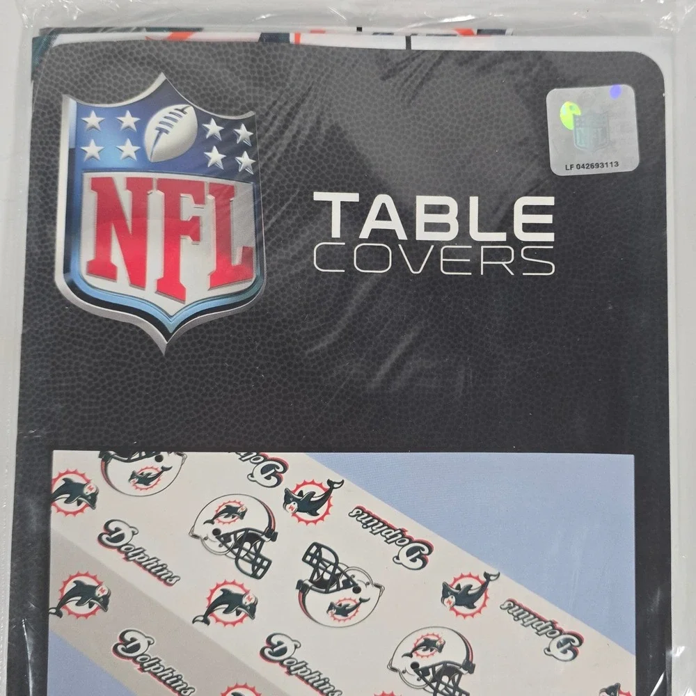 NFL Miami Dolphins Plastic Tablecover White Logo‎ Print Tailgate Party Decor